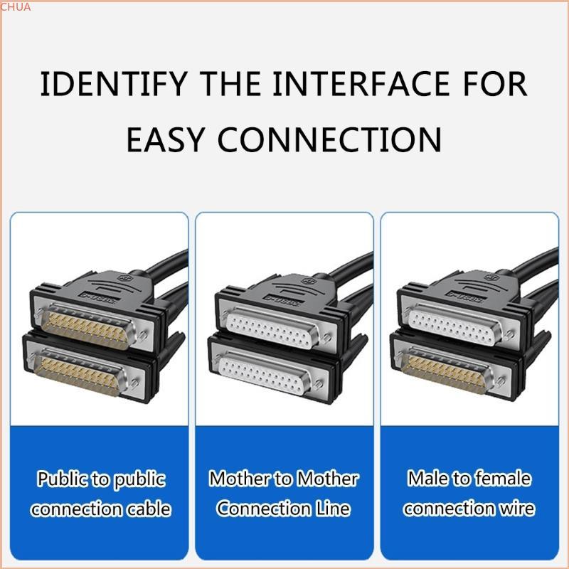 Chua DB25 Data Cord ชายหญิง Serial Extension Cable 26AWG Data Wire