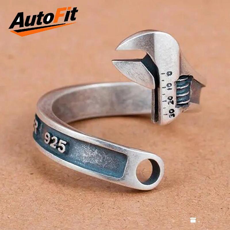 AutoFit แฟชั่น Retro ประแจเปิดปรับขนาดแหวนโลหะผู้ชาย Hip Hop Ro Party เครื่องประดับของขวัญ