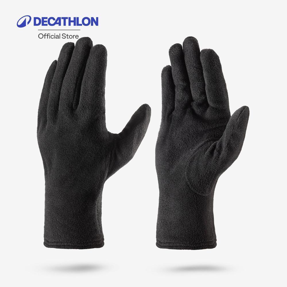 Decathlon Fleece Mountain Trekking Gloves Mt100 ถุงมือชั้นในผ้าฟลีซสำหรับเทรคกิ้งบนภูเขา รุ่น Mt100 - Black