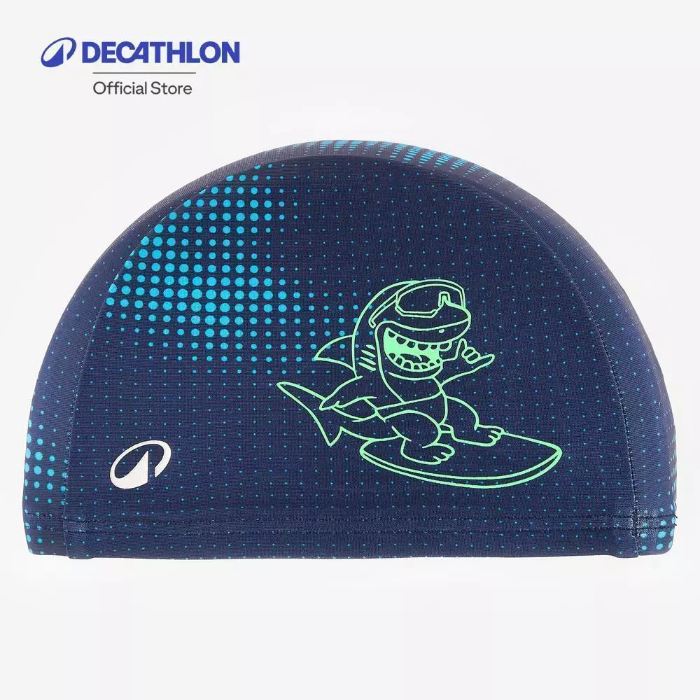 Decathlon Mesh Swim Cap - Printed Fabric - Size S หมวกว่ายน้ำผ้าตาข่ายพิมพ์ลาย ขนาด S - Turquoise