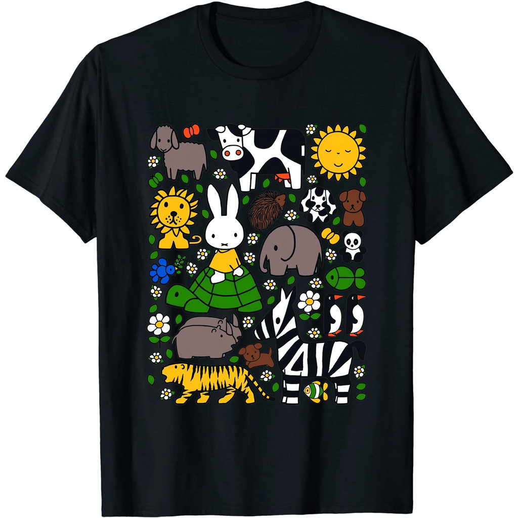 การ์ตูนMiffy rabbitgraphic เสื้อยืดแขนสั้นผ้าฝ้าย 100% สําหรับผู้ชาย