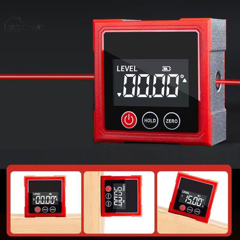 แอทเทนวิน 360° Magnetic Digital Angle Finder พร้อมเลเซอร์อิเล็กทรอนิกส์ไม้บรรทัด Type-C ชาร์จ LCD อิเล็กทรอนิกส์เครื่องวัดมุมเครื่องมือวัด th