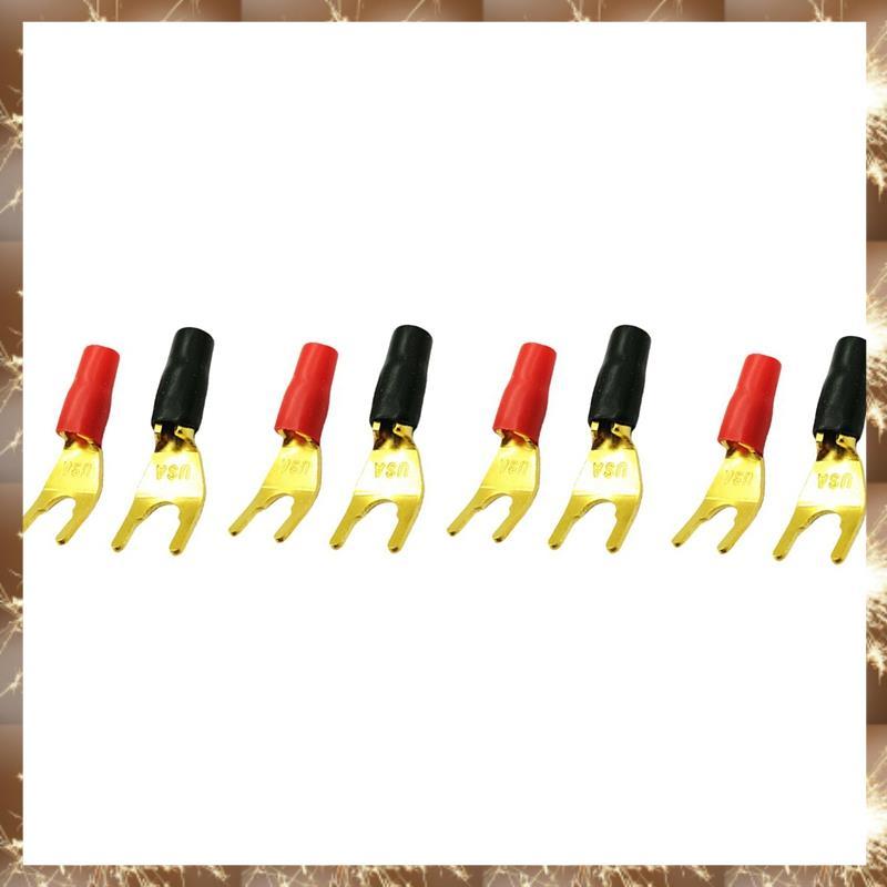 (YOU N)8 ชิ้น/4 คู่ "Y" "U" จอบกล้วยตัวเชื่อมต่อทองชุบ Solderless ส้อมลําโพงกล้วยปลั๊กอะแดปเตอร์