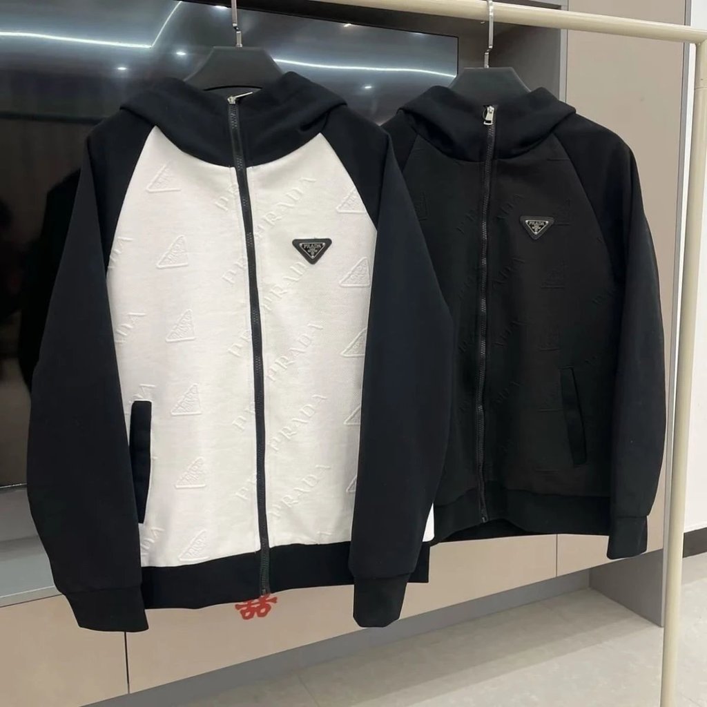 <, คุณภาพสูง > prada Light Luxury Jacket Top Jacket Men เสื้อสเวตเตอร์ถัก