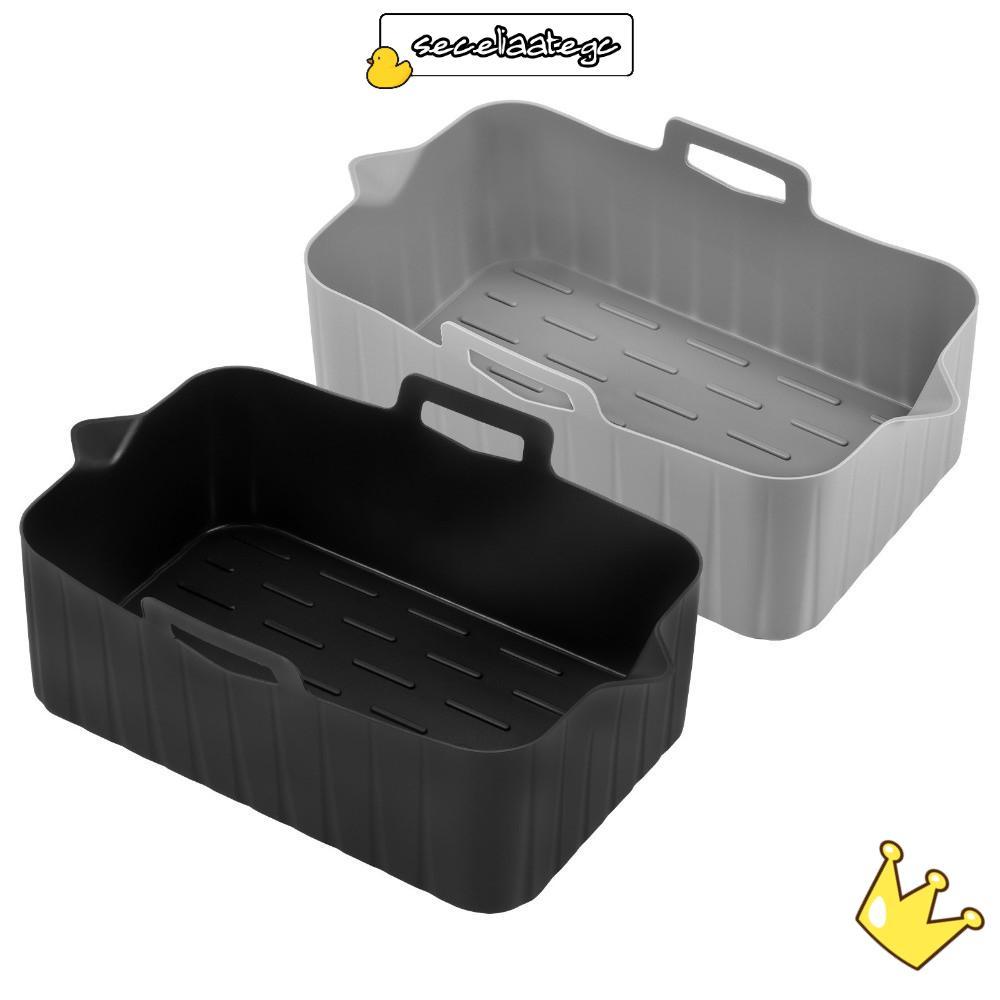 SECELPH Air Fryerถาดอบ,ซิลิโคนReusable Air Fryerตะกร้า,สี่เหลี่ยมผืนผ้าAir Fryerแม่พิมพ์ถาดสําหรับNi