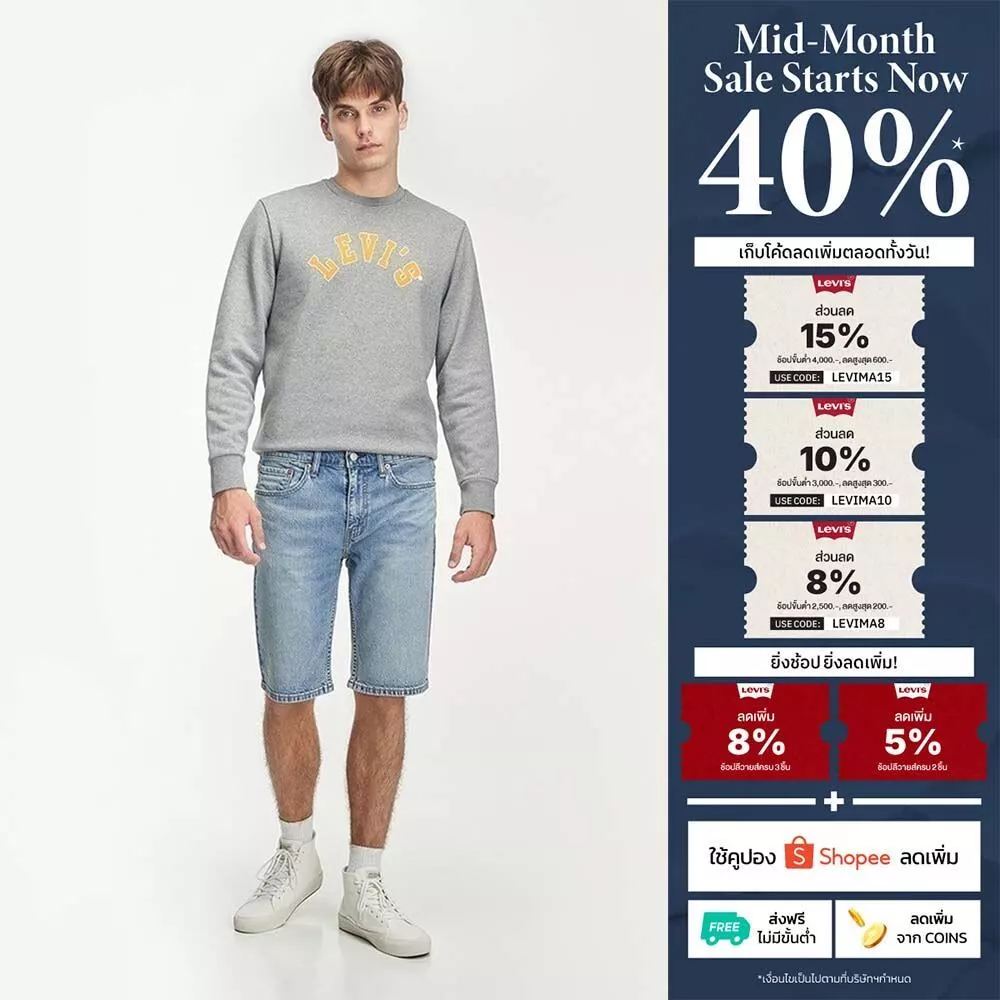 กางเกงยีนส์ขาสั้น Levi's® Men's Standard Jean Shorts