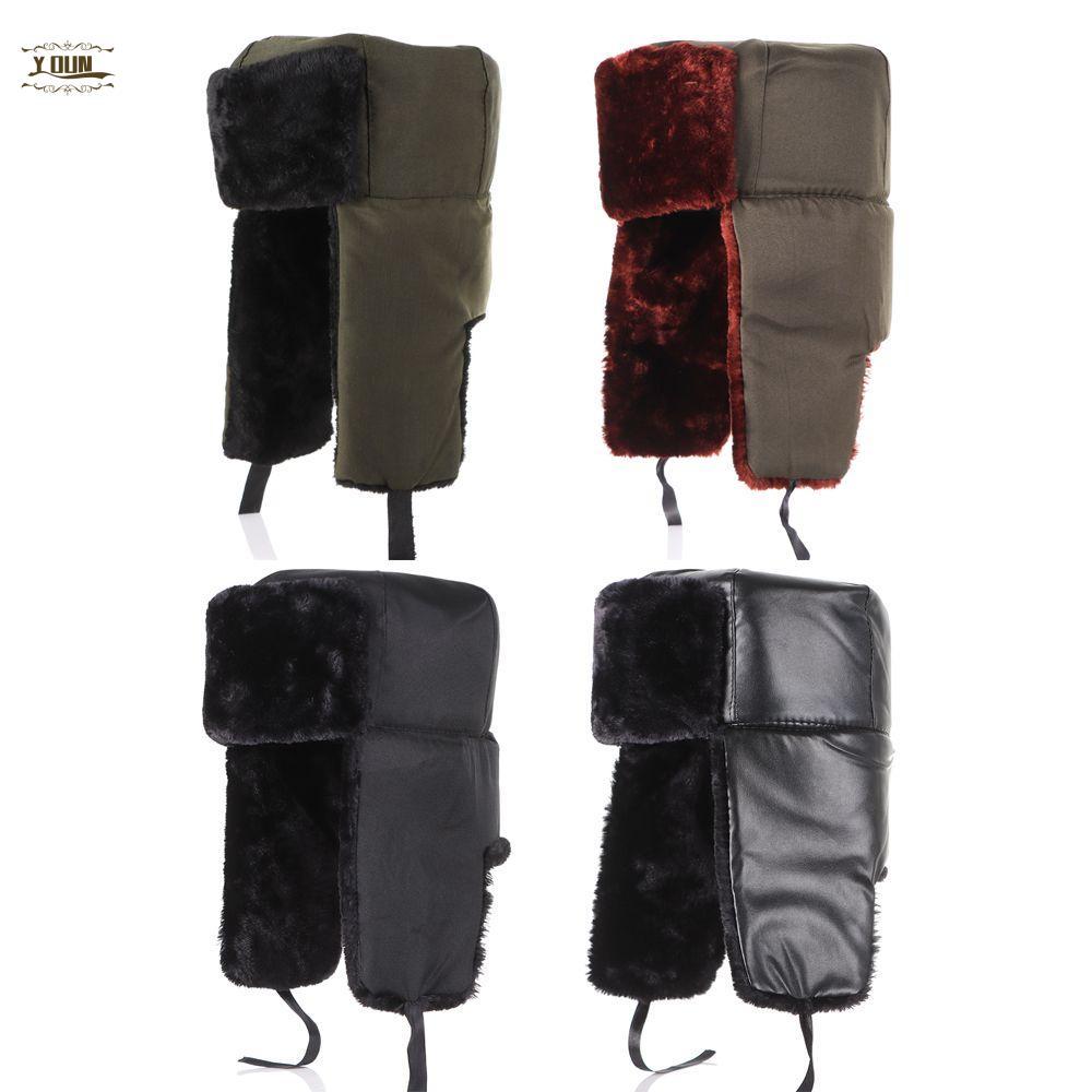 IVEYOUNG Trapper Bomber Hats หนา Plush Warm Winter Men Fur Ski Hat