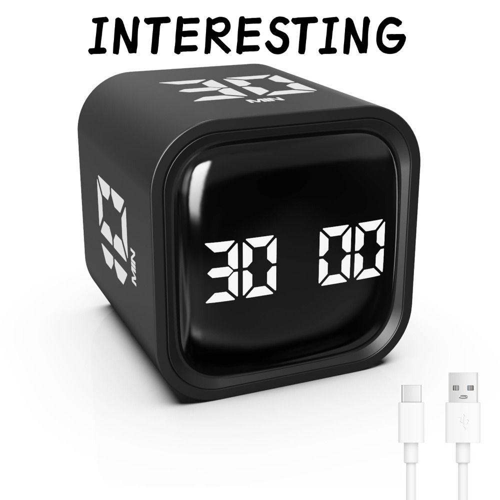 INTERESTING Pomodoro Timer, 5/10/30/60min Gravity Sensing Digital Cube Timer, 3 Volume Adjustable Cu