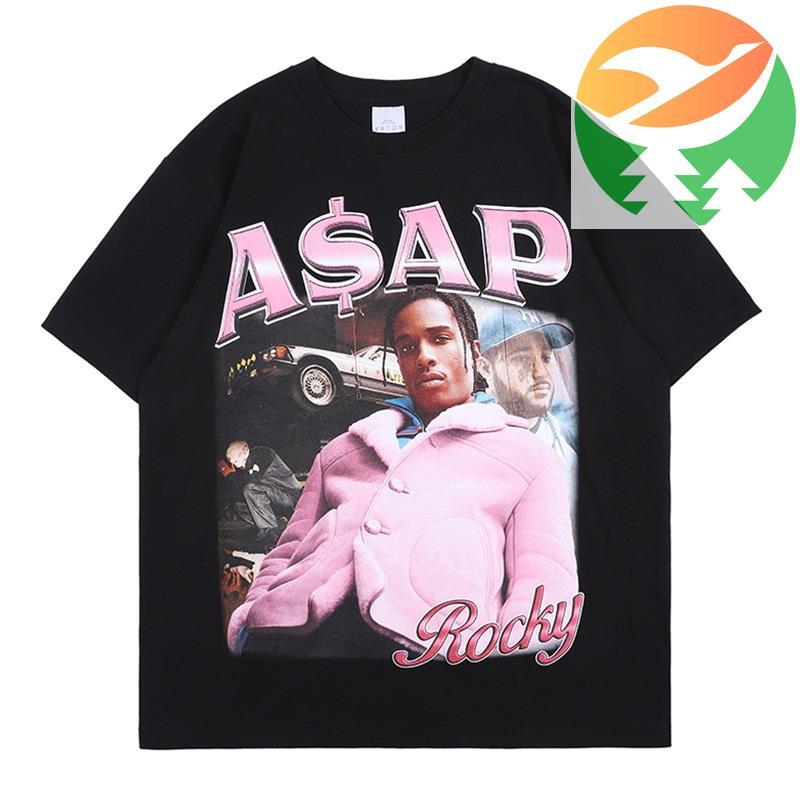 Gk1 เสื้อเบลาส์สําหรับผู้ชาย Tiansen ASAP ยูโรสไตล์ Us พิมพ์ Tee ขนาดแหลมผ่อนคลายรอบคอ Cropped ผู้ชา