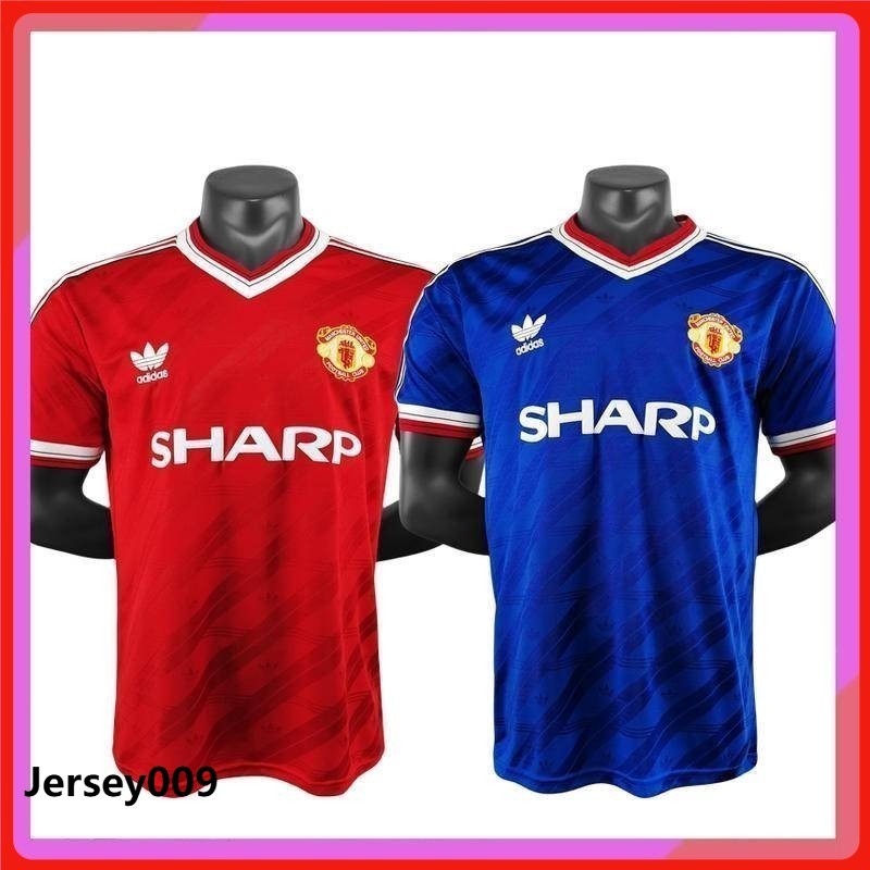 86 88 MU Man Utd Home Retro Soccer Jersey ฟุตบอล AAA