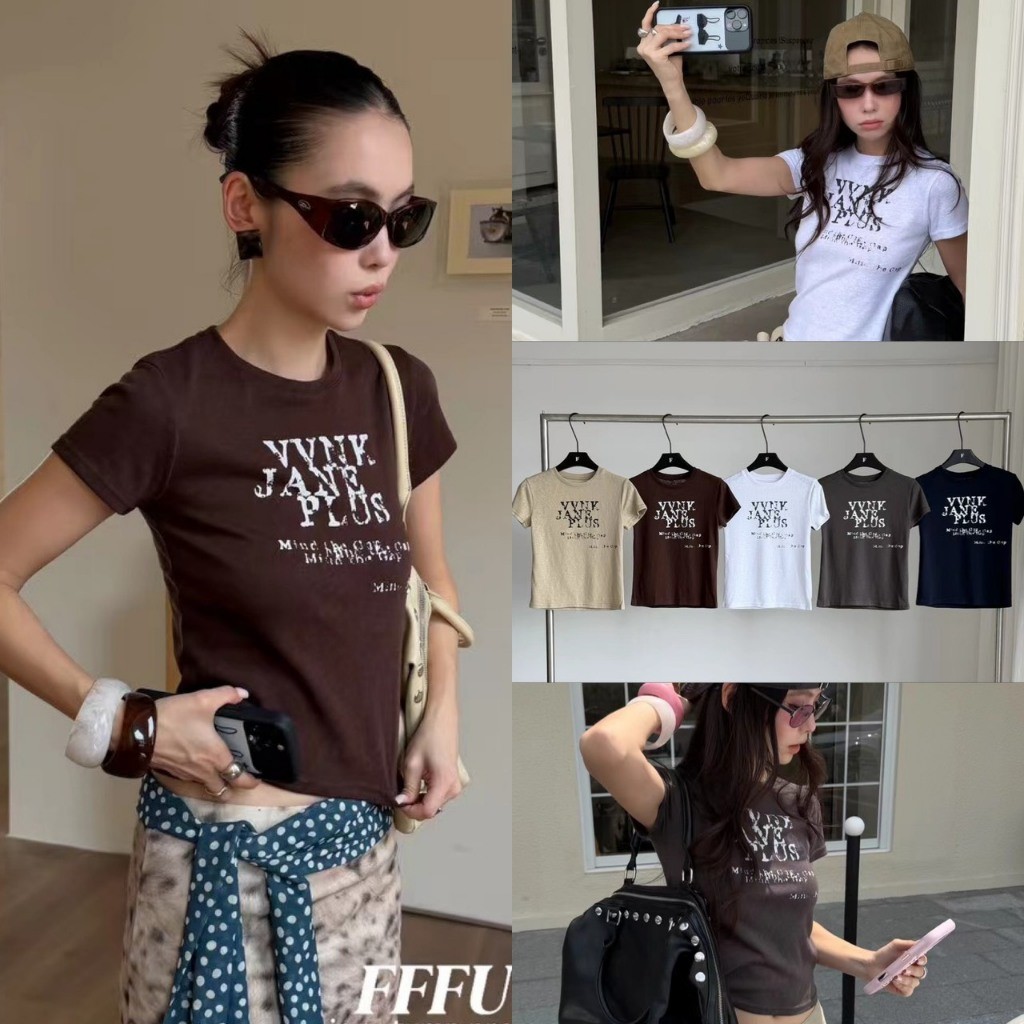 FU26326 สื้อยืดเบบี้ทีที่ทรงสวยมากกก! เสื้อคอกลมแขนสั้นสกรีนลายสตรีทน่ารักสุดๆ แฟชั่นเกาหลี TAG FUU