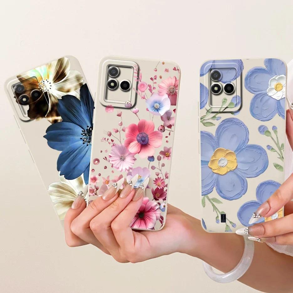 สําหรับ Realme Narzo 50i กรณี RMX3235 ดอกไม้หรูหรา Candy ทาสีฝาครอบซิลิโคนนุ่มสําหรับ Realme Narzo 5