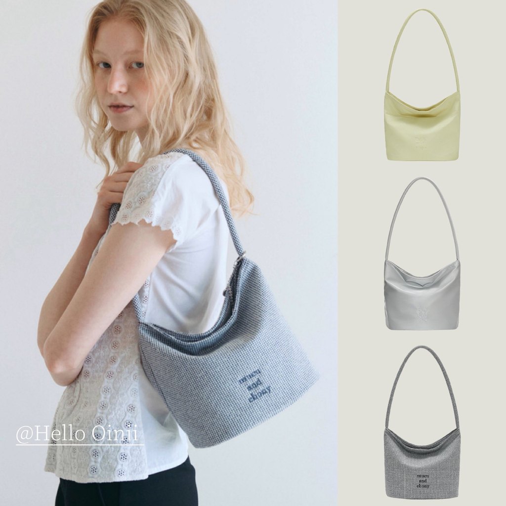 mucu and ebony All-Matching Simple Nearest Long-handled bucket bag, shoulder bag, gray