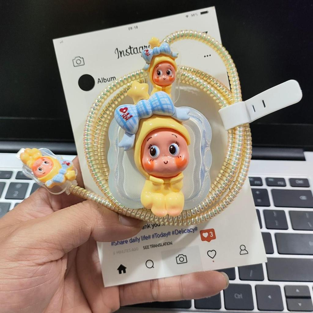 เคสป้องกันสายชาร์จ ใช้ได้กับโทรศัพท์ iPhone Starman 17 เคสป้องกันการชาร์จ 16 Soft 15 Data Cable 20w/40w Fast Charging iPad