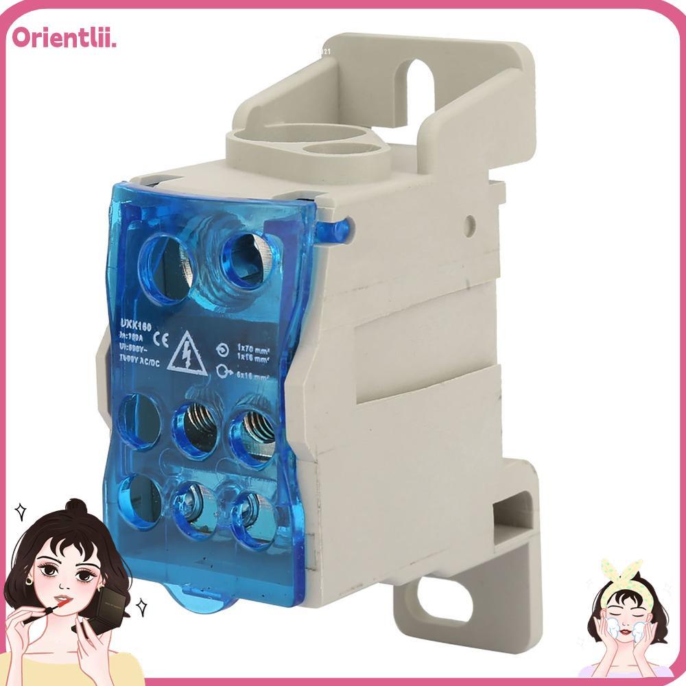ORIENTTK UKK160 DIN Rail Terminal Block Box, 160A ติดตั้งง่ายกล่อง, ทนทานสีฟ้า 690V ขั้วต่อสายไฟไฟฟ้