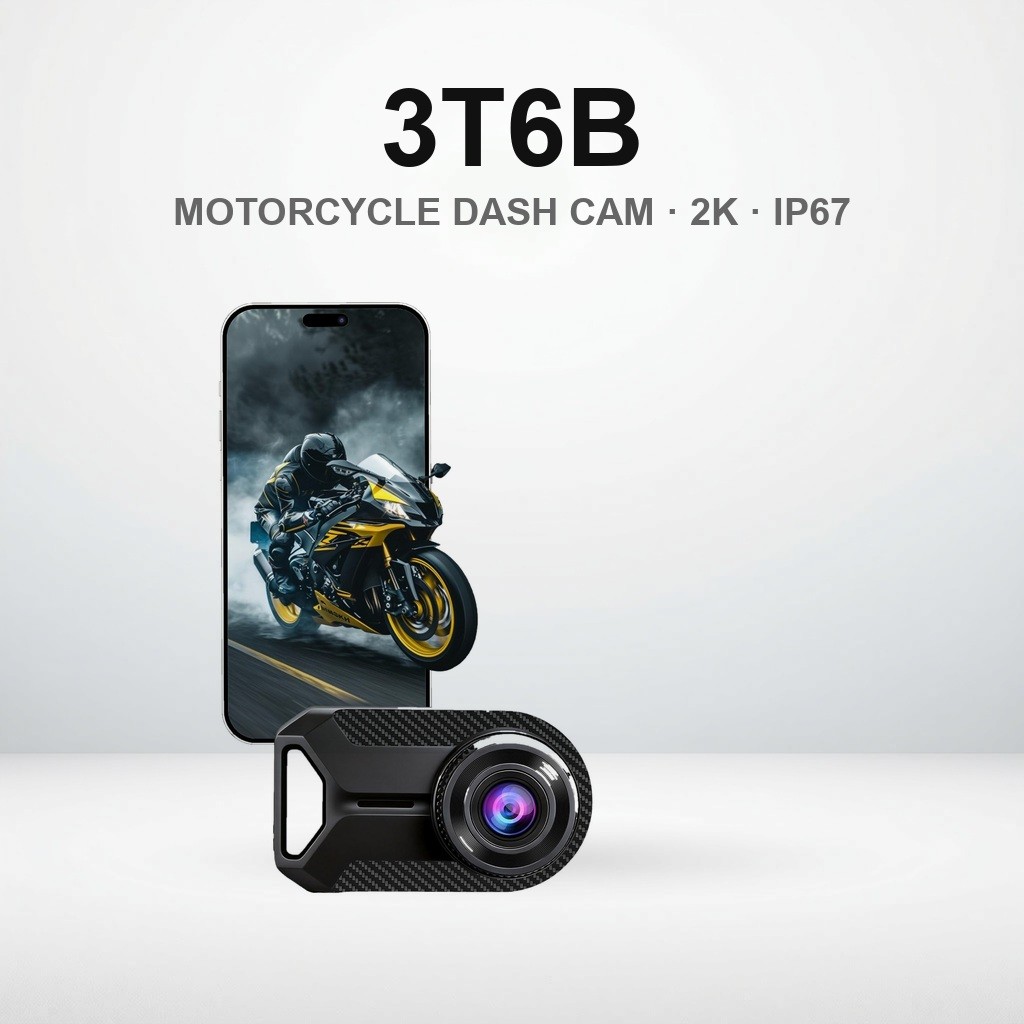 กล้องติดมอเตอร์ไซค์ 3T6B 2K มุมกว้าง 130 องศา กันน้ำ IP67 ขนาดเล็ก