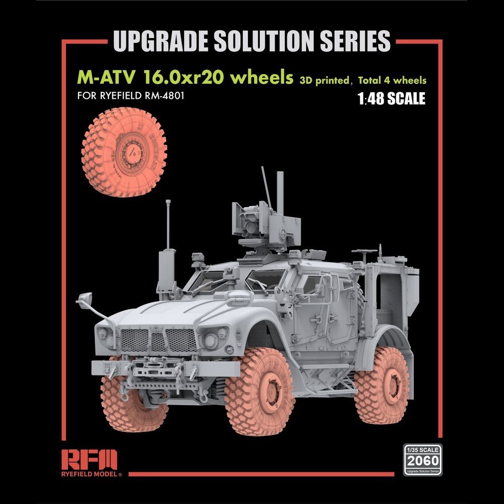 RYEFIELD RM2060 M-ATV 16.0xr20 ล้อ 3D พิมพ์รวม 4 ล้อสําหรับชุดโมเดล RYE RM-4801