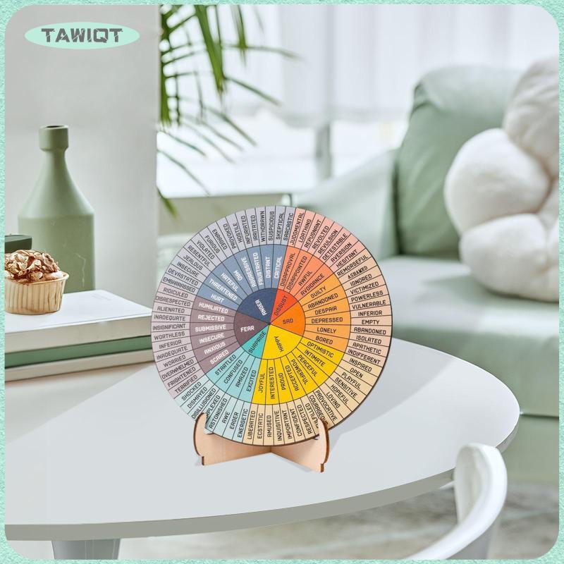 [tawiqt.th] Feeling Wheel Therapist Gifts Emotion แผนภูมิล้อพร้อมขาตั้งไม้รอบอารมณ์