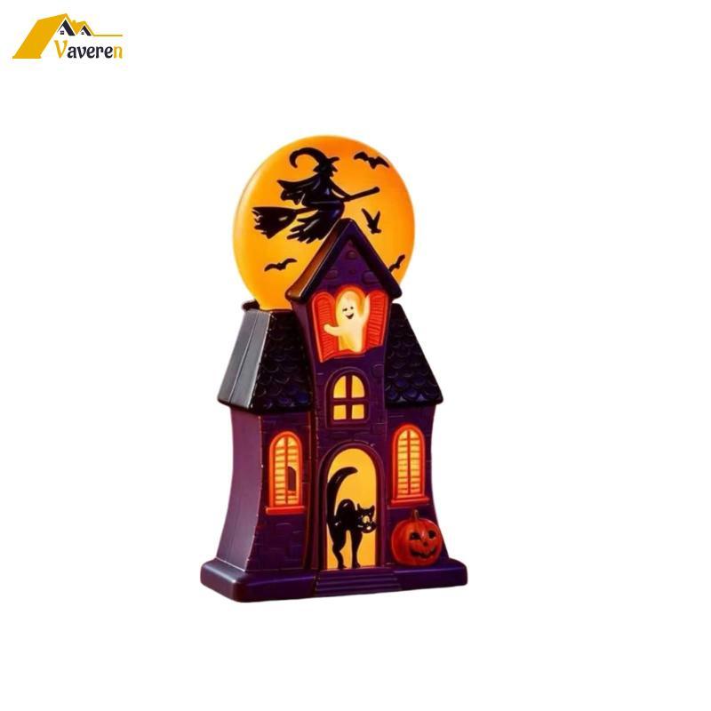 [Vaveren] Spooky Dwelling พร้อมแม่มด Silhouette Backlit โคมไฟแม่มดเรืองแสงตกแต่งโต๊ะสําหรับ Entryway