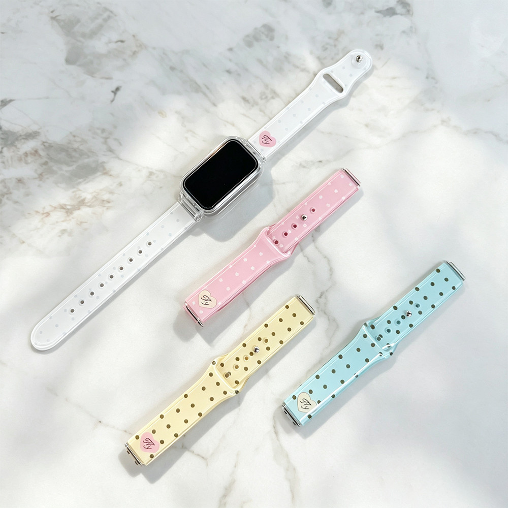 น่ารัก Star Polka Dot สายนาฬิกาซิลิโคนสําหรับ Xiaomi smart Band 9 Active / 8 Active หวานโปร่งใสสายคล้องสําหรับ Redmi Band 3 2 ผู้หญิงแฟชั่นสายรัดข้อมือ