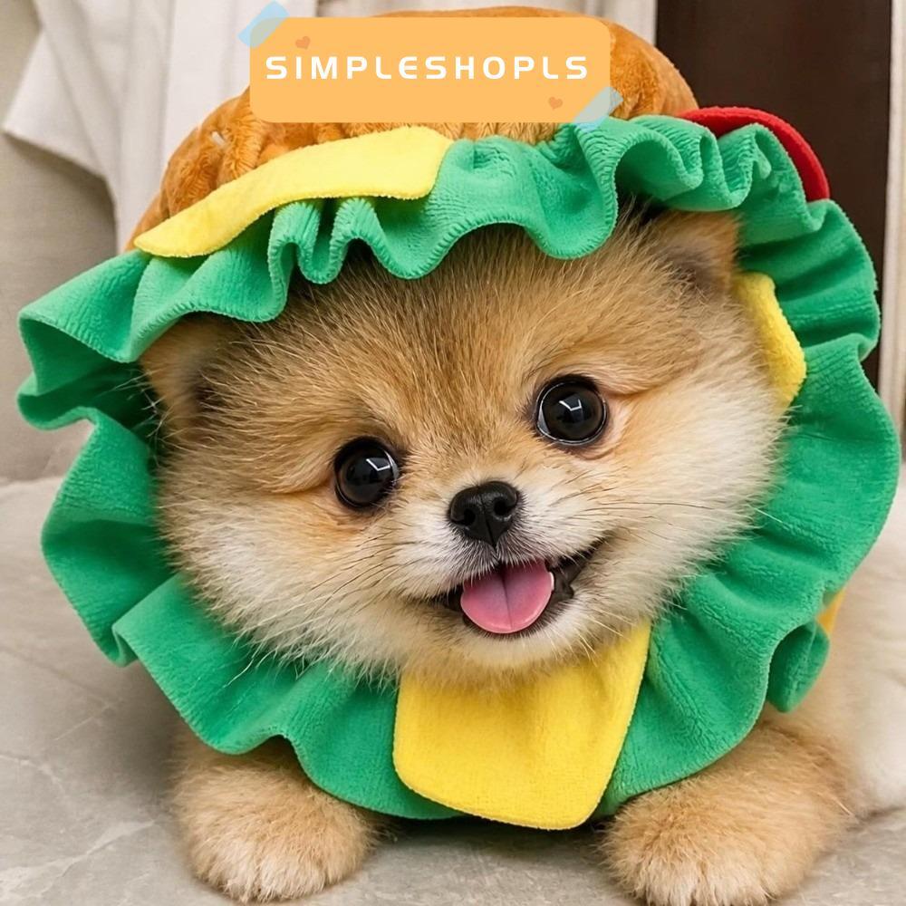 SIMPLESHOPLS Pet Burger Hat, Hamburger Cross Dressing Cat Headgear, Festival Cosplay Funny Adjustabl