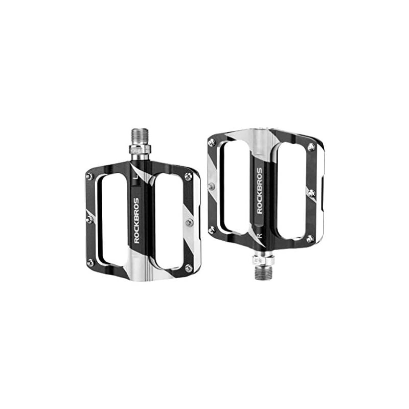 ROCKBROS Ultra Lightweight Aluminum Flat Pedals with Anti-Slip Design for Road and MTB Bikes, 9/16 I