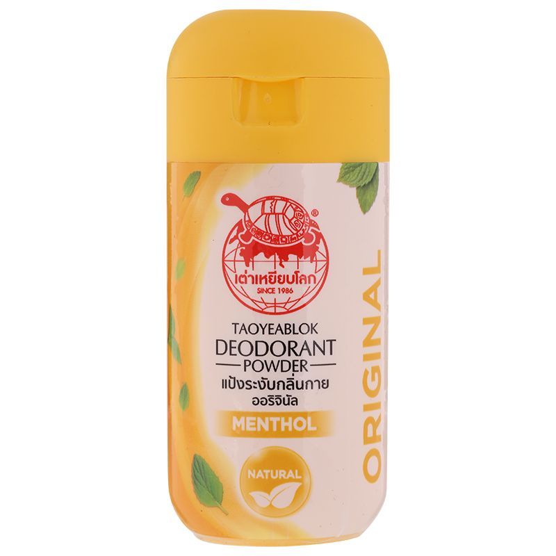 เต่าเหยียบโลกแป้งระงับกลิ่นกายออริจินัล 22ก Tao Yeab Lok Original Deodorant Powder 22g. [หมายเลขบาร์โค้ด 8857200098427 ]