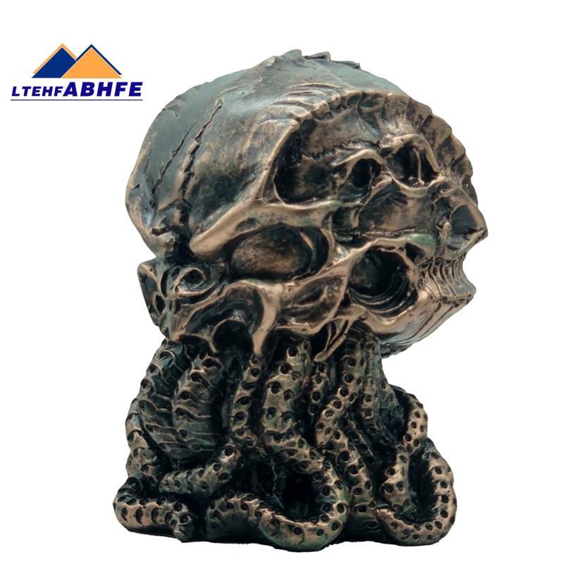 [ขายร้อน L]Bronze Gold Cthulhu รูปปั้น Cthulhu Skull เครื่องประดับเรซิน