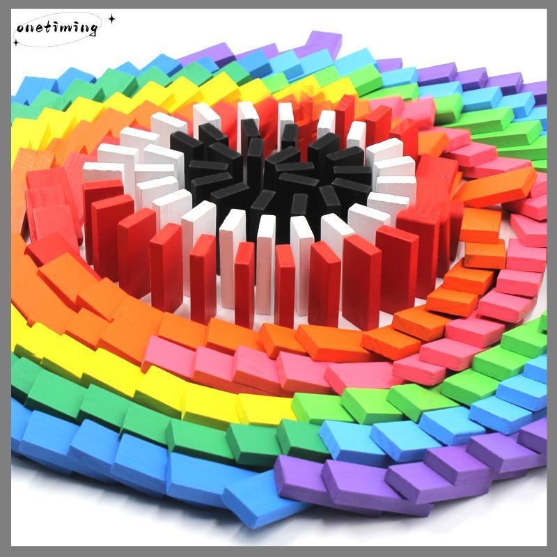 Onetimingsuper5p Domino สี 100 ชิ้นเกมสําหรับเด็กออร์แกนผู้ใหญ่วิทยาศาสตร์และการศึกษาของเล่นไม้ต่อ