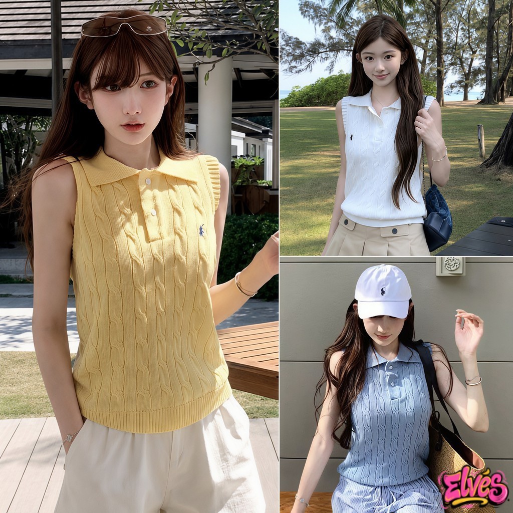 Elves พร้อมส่ง💟เสื้อแขนกุดผู้หญิง คอปก ดีไซน์เรียบ ระบายอากาศดี ทรงเข้ารูป ใส่ได้หลายโอกาส เสื้อผ้าเที่ยว' W-J074