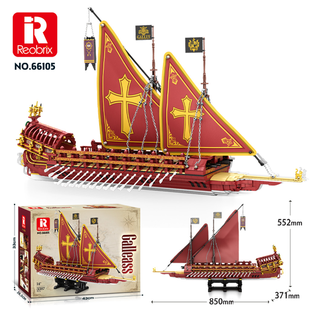 Reobrix 66105 Galley เรือใบ Flying Dutchman Building Blocks ของเล่นก่อสร้างพลาสติก ABS ใช้งานร่วมกับ