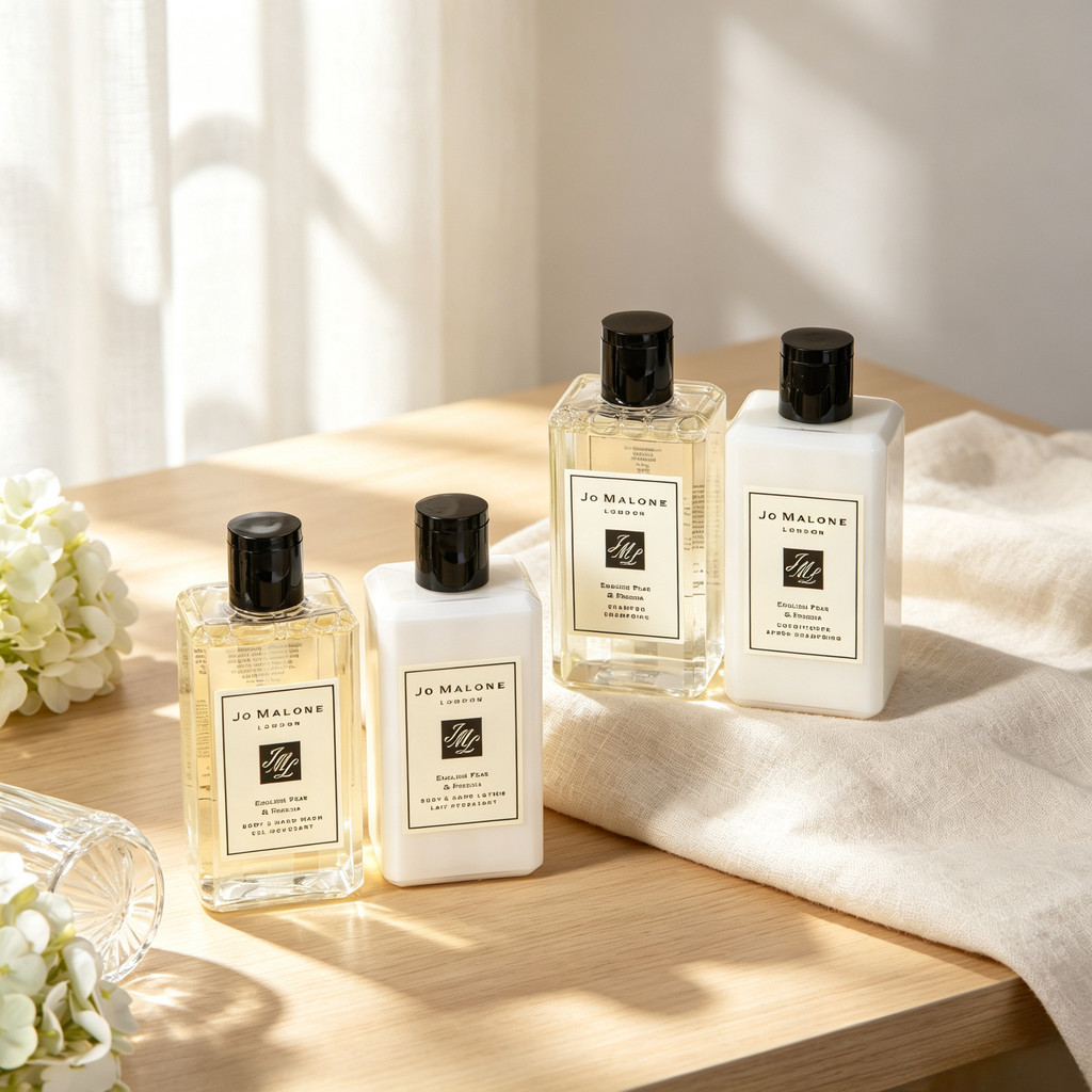 Jo Malone London ENGLISH PEAR & FREESIA แชมพู/คอนดิชั่นเนอร์/ครีมอาบน้ํา/เจลอาบน้ําอุปกรณ์อาบน้ําชุดเดินทาง 75ml