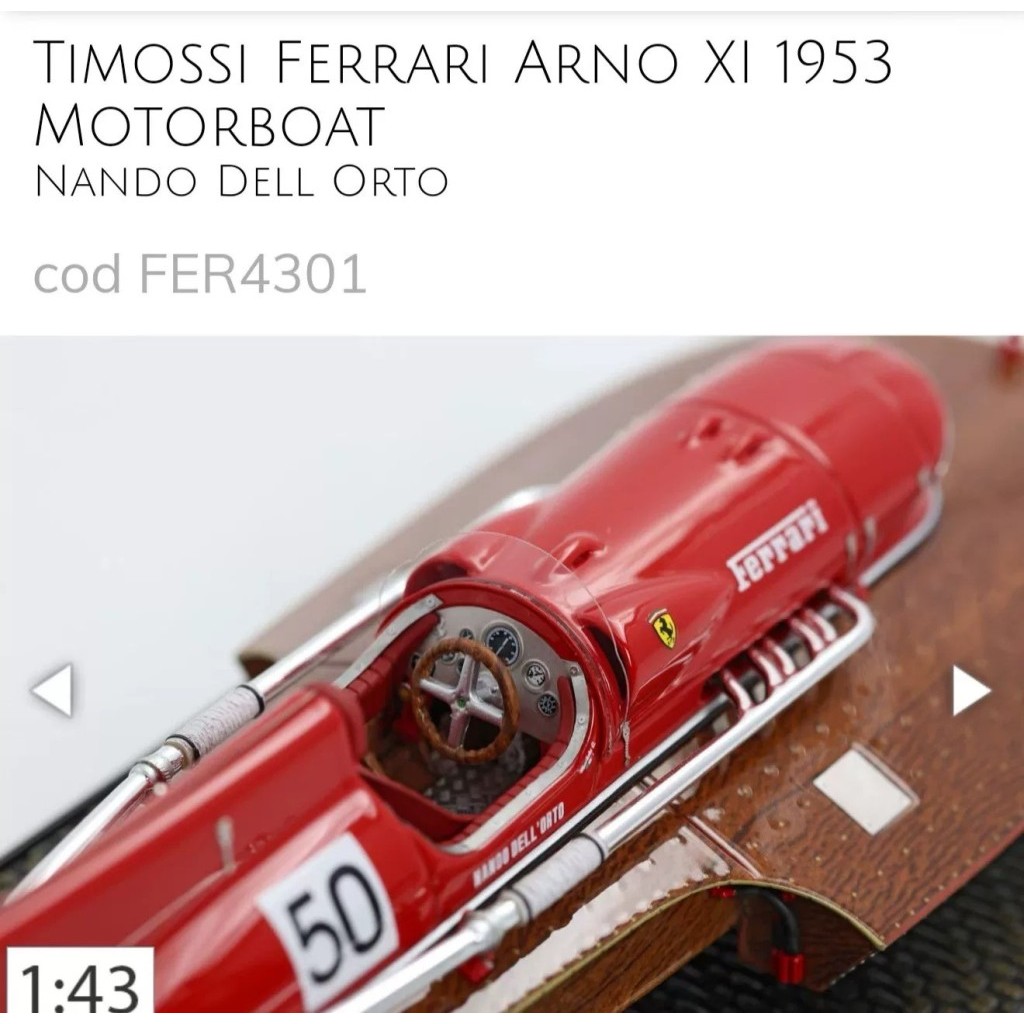 [คลังสินค้าพร้อม] BBR Timossi Arno XI 1953Motor Boat 1: 43 Motorcycle Boat FER4301 Racing Ship Model