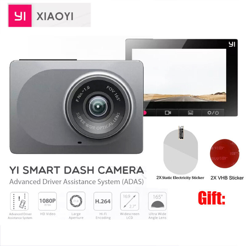 Xiaomi YI Smart Dash Cam สําหรับรถยนต์ ADAS 2.7 หน้าจอ Full HD 1080P Dash Cam พร้อม Night Vision ADA