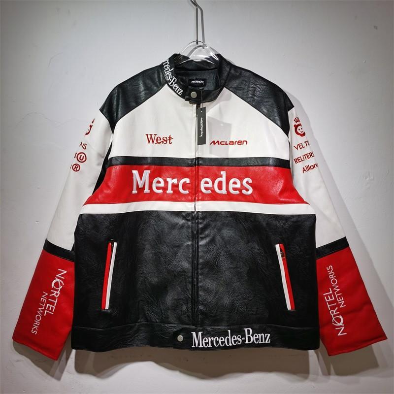 AMG embroidered leather jacket, Russell, E63S, CLA45, F1 racing vintage leather jacket