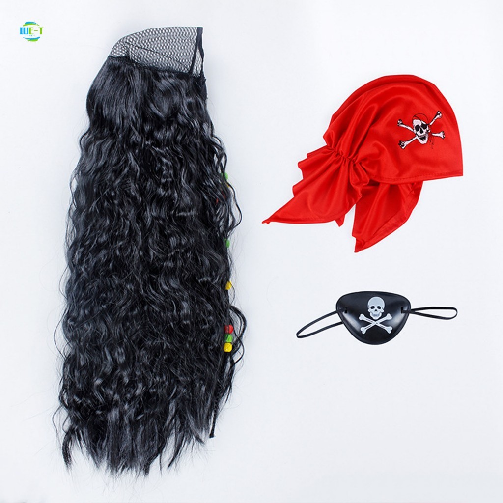 Caribbean Pirate Wig Set with Dreadlocks - Adultt Costume Party Wigs for Men Women