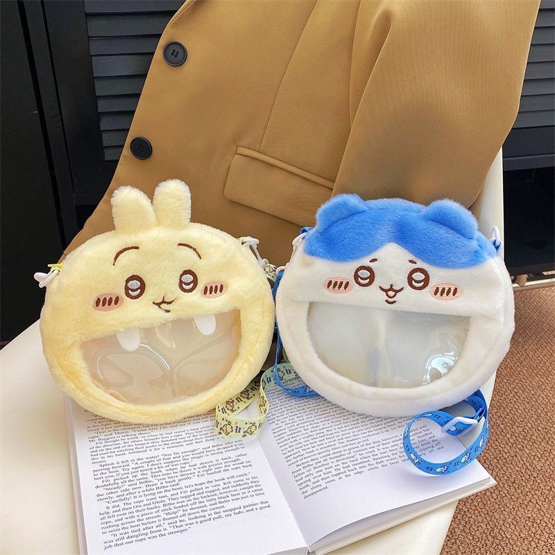 Hachiware Usagi Plush Ita กระเป๋าปักกํามะหยี่รอบไหล่ Crossbody กระเป๋าซิป