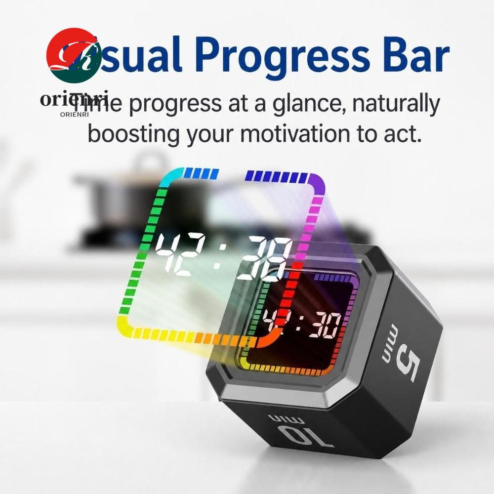 ORIENRI Digital Flipping Timer, Gravity Sensing ชาร์จ Pomodoro Timer Cube, 5/10/25/40min Custom Coun