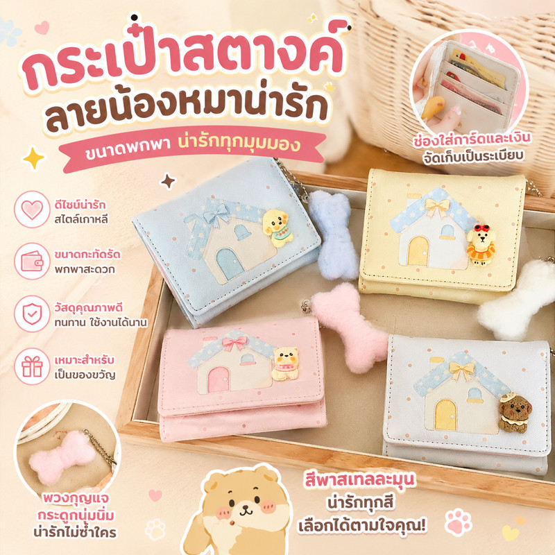 พร้อมส่ง กระเป๋าสตางค์ กระเป๋าสตางค์ใบสั้น หลายช่อง ความจุสูง รูปแบบการ์ตูนน่ารัก เหมาะสำหรับเด็กผู้หญิง ﻿