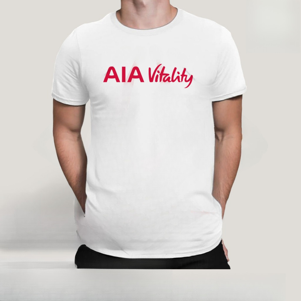 AIA VITALITY เสื้อยืดคอกลมแขนสั้น เสื้อบริษัท Distro ลายพิมพ์กราฟิก สวมใส่ได้ทั้งผู้ชายและผู้หญิง