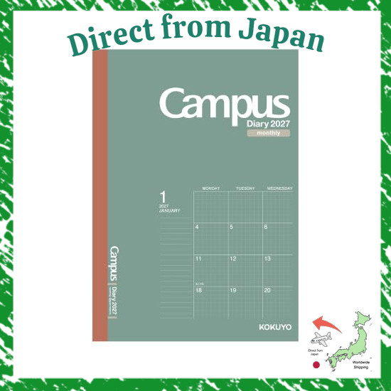 Direct From Japan Kokuyo Planner 2027 Campus Diary Monthly Block Grid Ruled A5 Red Ni-CMSR-A5-27 Sta