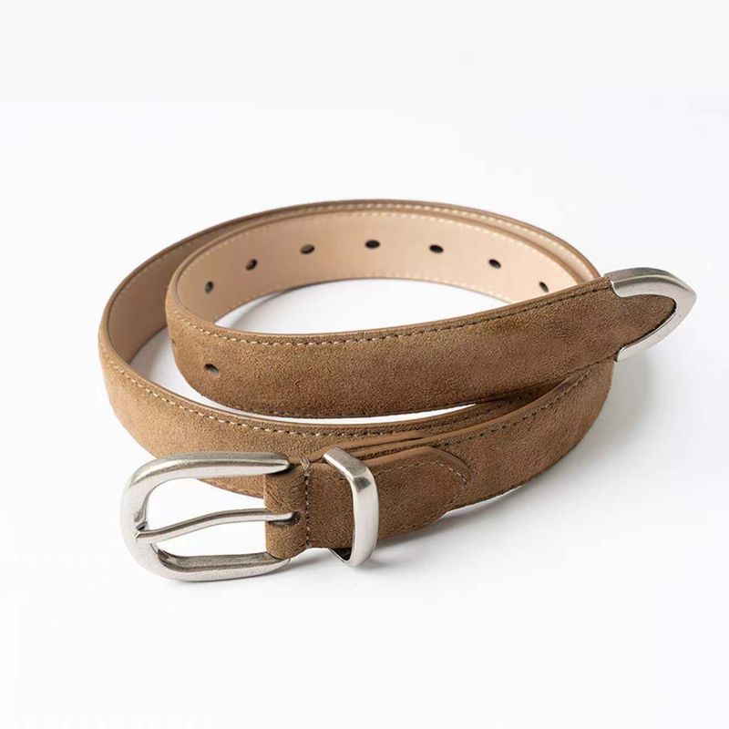 P PAPR/Cow Suede Suede Texture Retro Western Merad Old Money Style Simple Belt Belt Belt