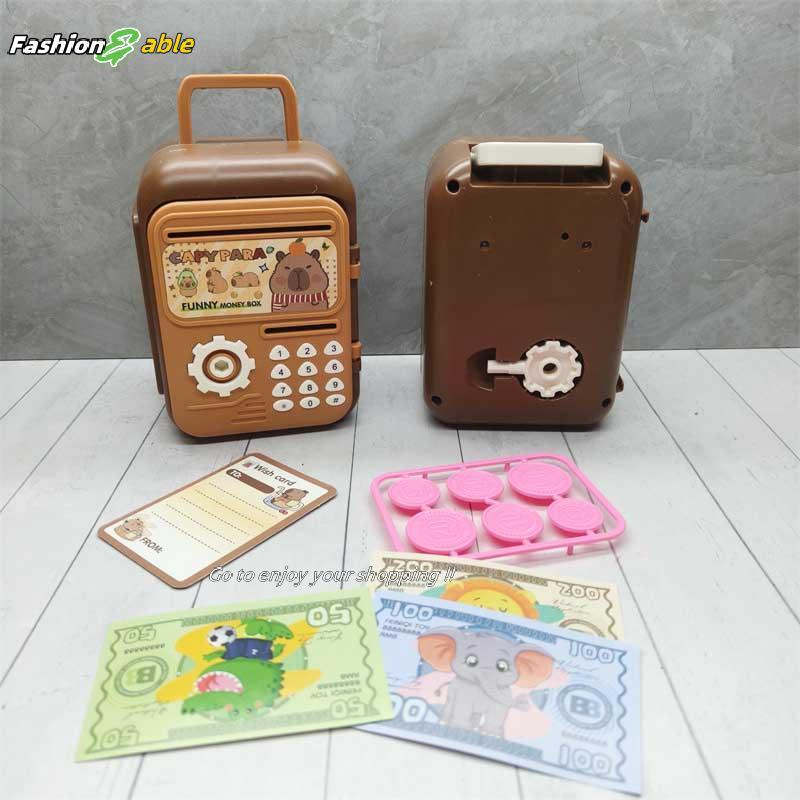 Fashion.shop03 การ์ตูน Capybara ATM กล่องเงิน Piggy Bank รหัสผ่านเหรียญดิจิตอลเงินสดฝากเด็ก Security