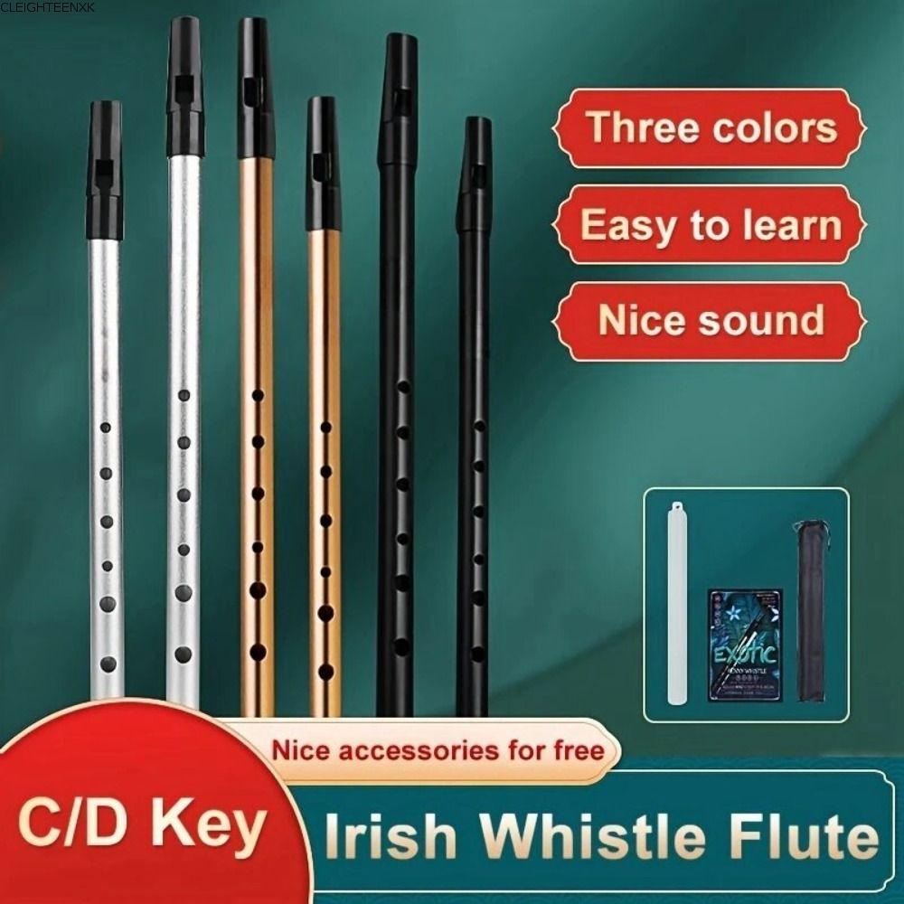 CLEIGHTEEN8H นกหวีดดีบุกอลูมิเนียม, Easy-to-learn Rich Tone Irish Whistle ขลุ่ย, คีย์ C/D แบบดั้งเดิ