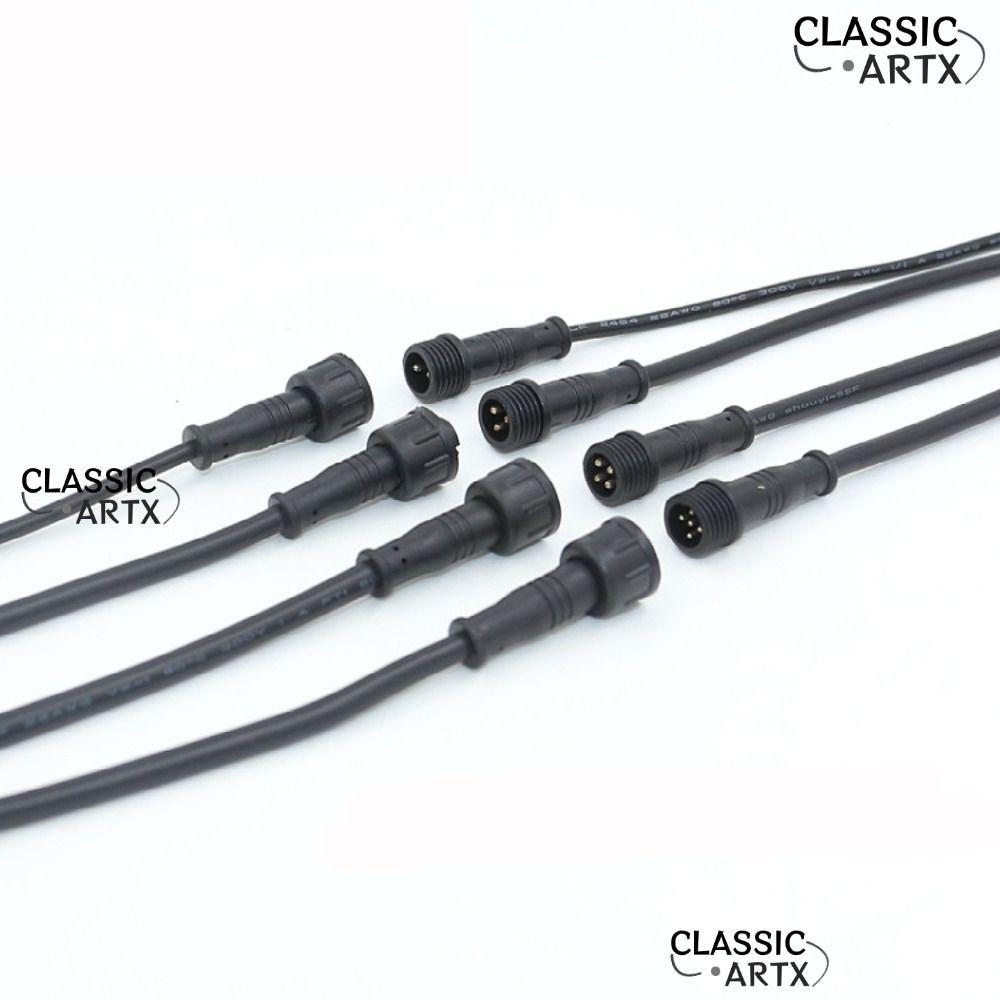 CLASSICARTX 2Pin 3Pin 4Pin แจ็ค, IP67 สายสีดําชายหญิง LED Connector, 20 ซม.2Pin 3Pin 4Pin สายไฟกันน้