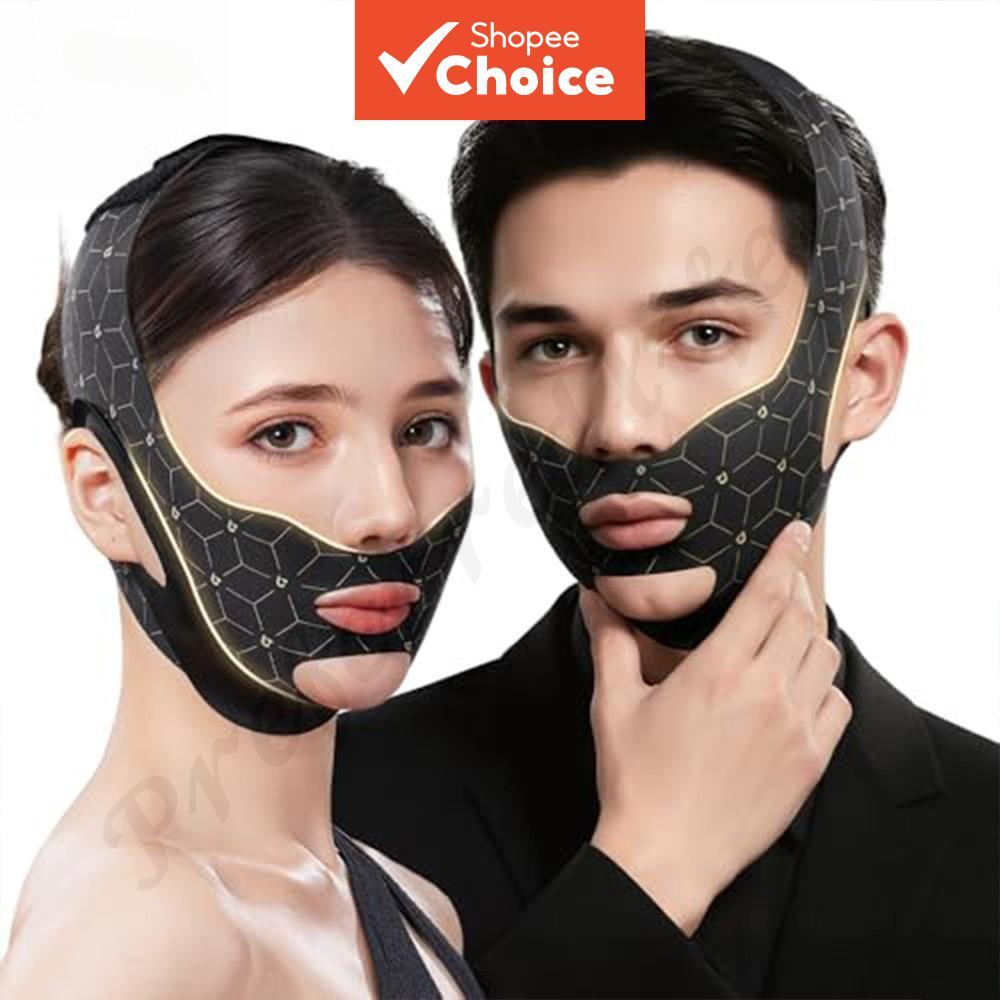Double Chin Reducer เข็มขัดยกกระชับใบหน้าแบบปรับได้, กันลื่น Jawline Shaper หน้ากาก V นอนหลับแบบใช้ซ้ําได้