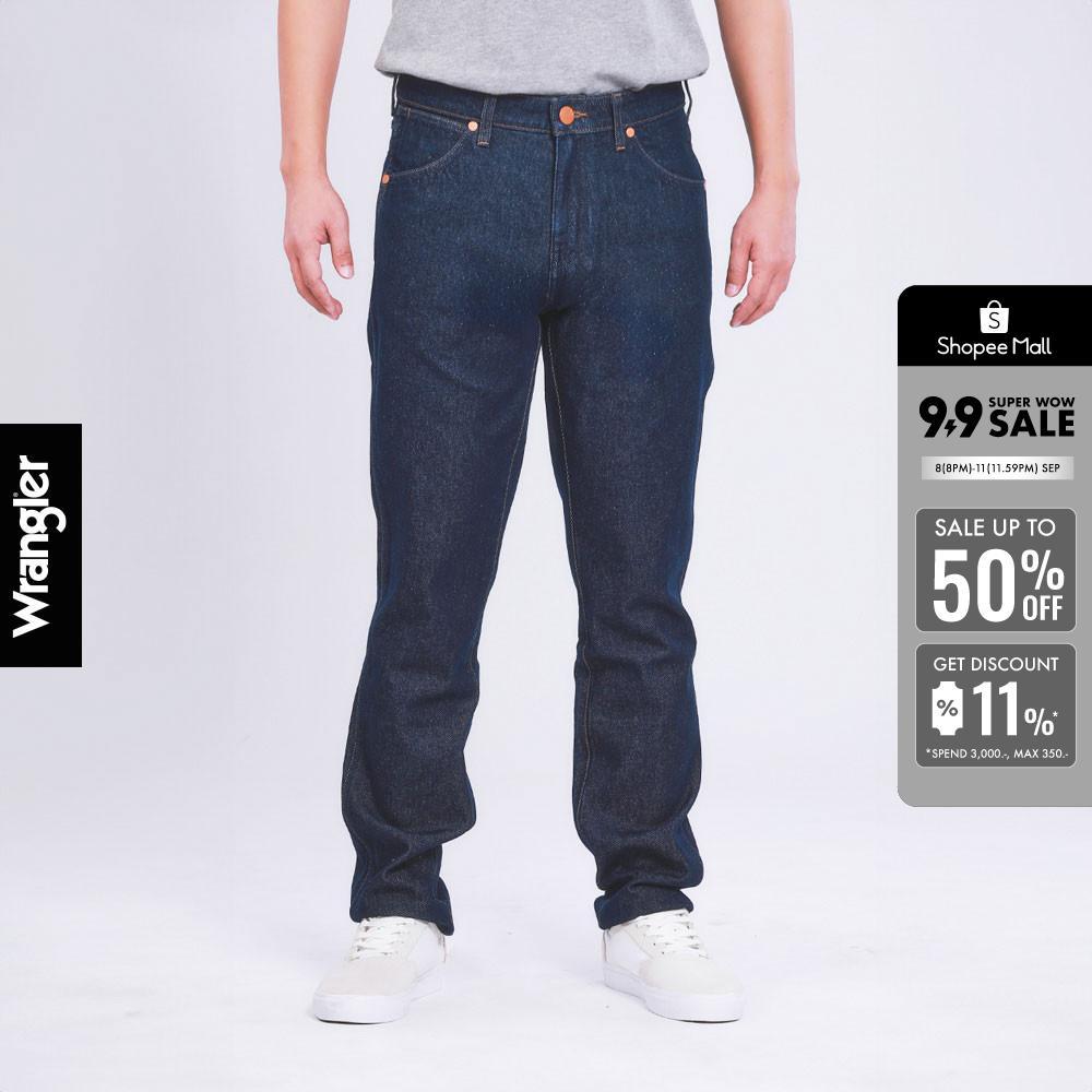 WRANGLER กางเกงยีนส์ผู้ชาย เอวกลาง ทรงตรง รุ่น WR S324MGREF03 - สียีนส์เข้ม