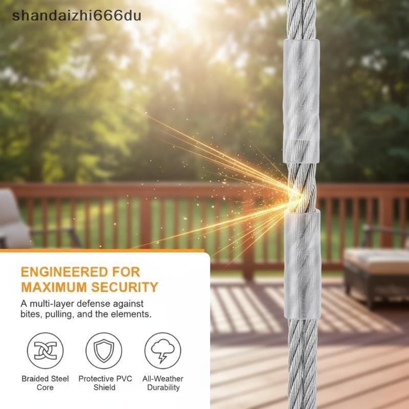 Shandaizhi666du 2 ชิ้น Double-headed Dog Tie Out Cable Break Proof Weatherproof สายจูงเหล็กโลหะ Bule