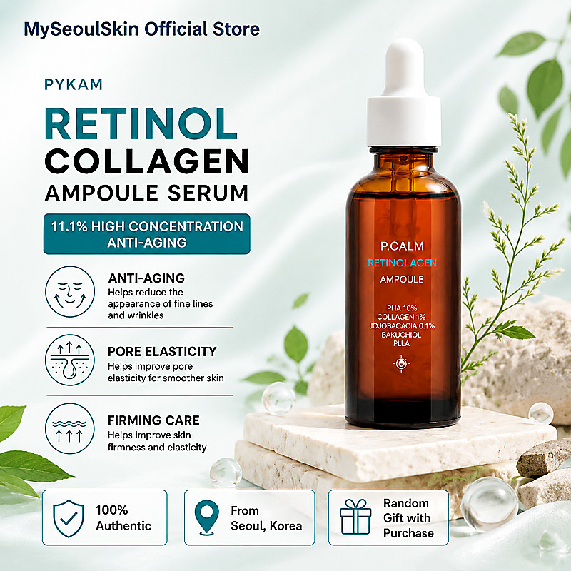 P.CALM Retinol Collagen 11.1% Anti-Aging Pore Firming Ampoule Serum 30ml ความยืดหยุ่นสูง Olive Young