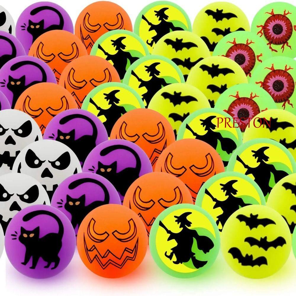 PRESTON 10 ชิ้น/เซ็ต Halloween Bouncy Balls, Stretch Eyeballs 32mm Bouncy Eyeball, เกมกีฬา Glow-in-t